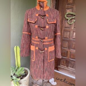 Women's Orange and Brown Toggle Coat